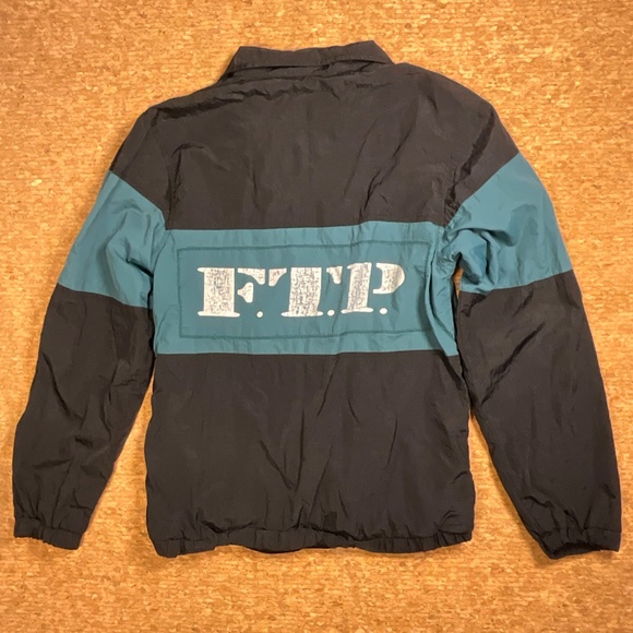 FTP 187 Streetwear Windbreaker Jacket Black Teal Zip Small Rare - Picture 3 of 16